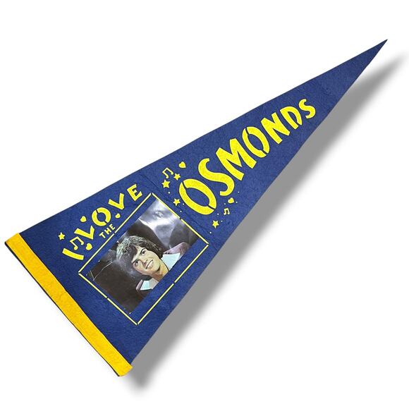 Vintage 70s Donny Osmond Photo I Love the Osmonds Felt Concert Pennant - Picture 1 of 9